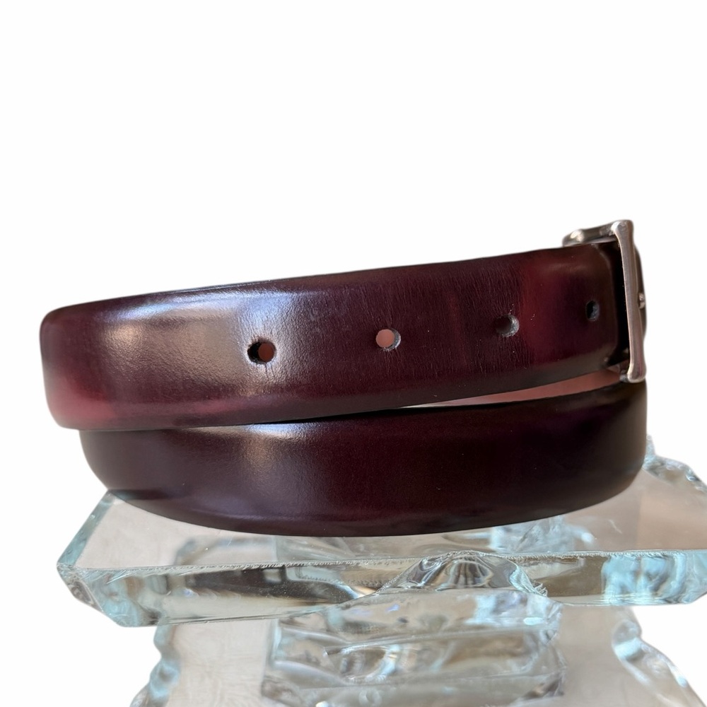 Cole Haan Mens Dress Belt Oxblood Brown with Silver tone Buckle, 32 - Picture 2 of 12